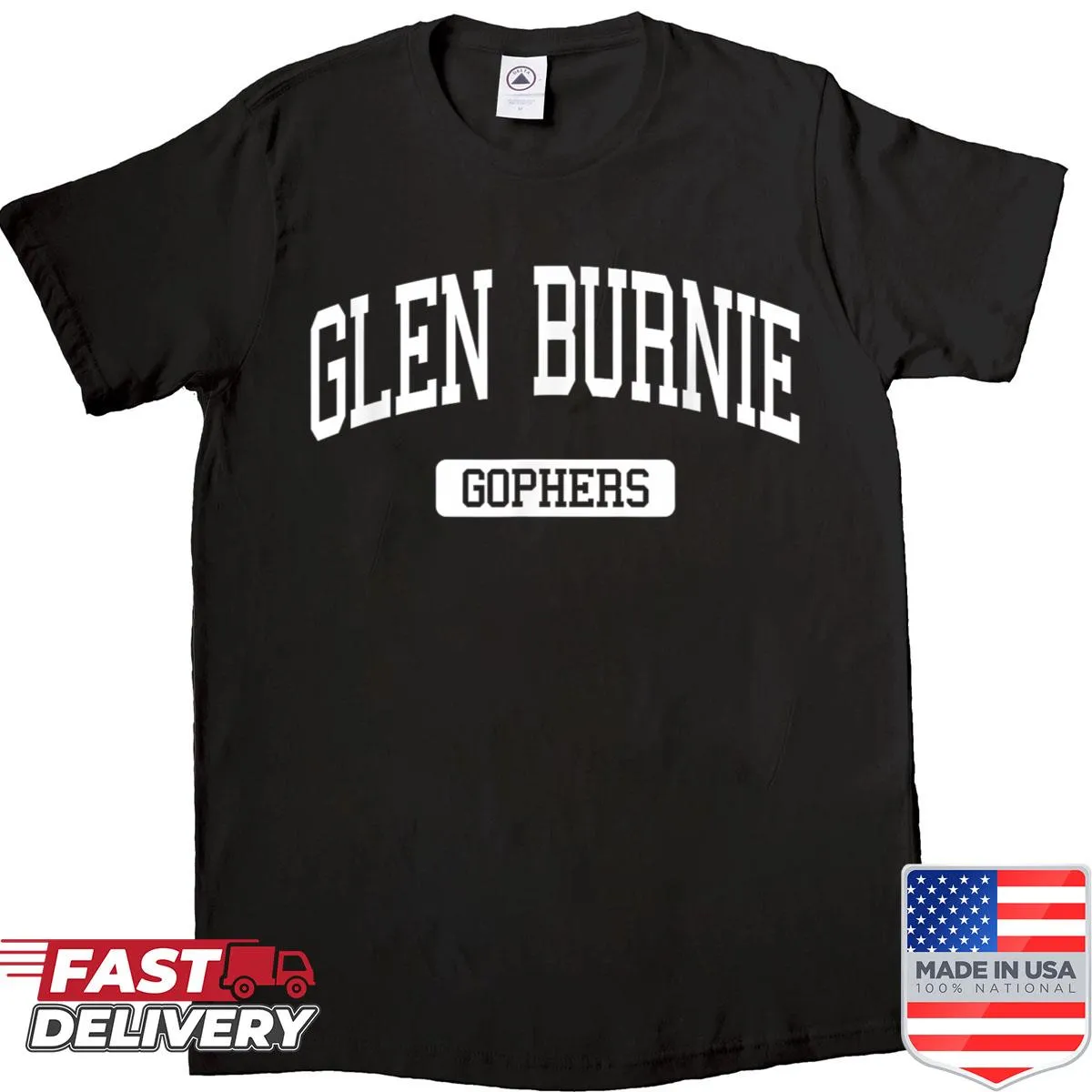 Varsity sports shirt with Glen Burnie High School emblem and name