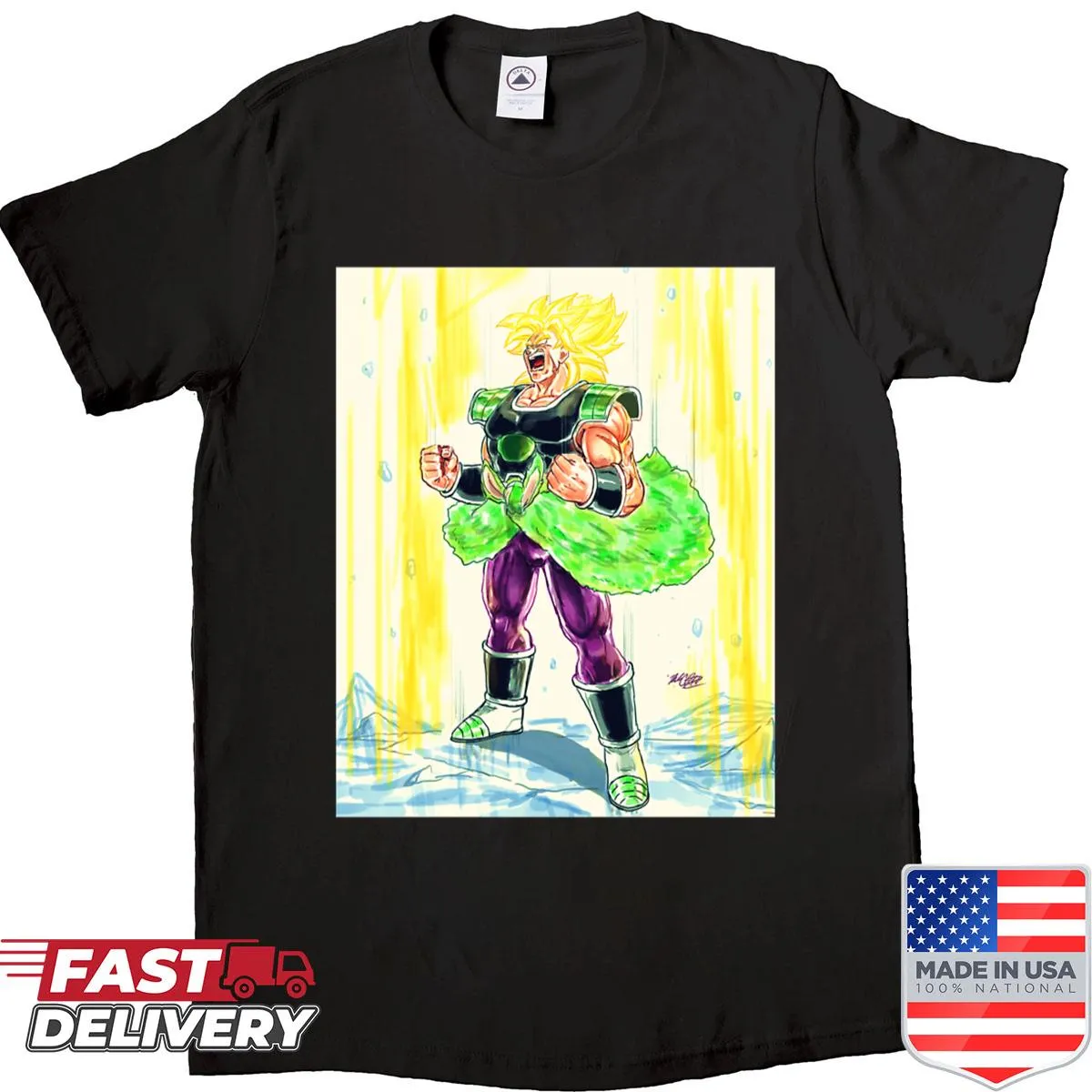 Legendary Saiyan transformation graphic on T-shirt