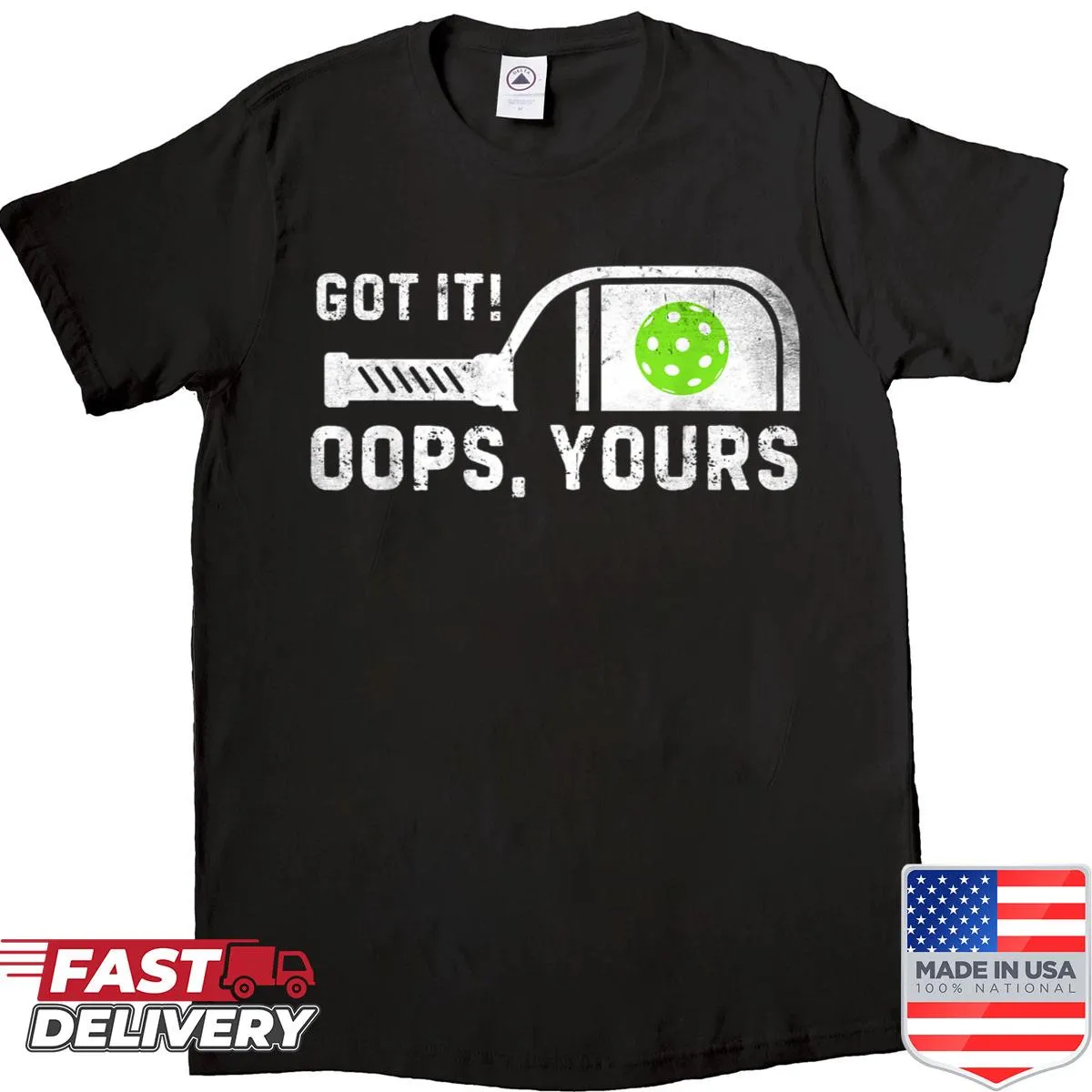 Vintage funny pickleball shirt with humorous 'Got It Oops' graphic
