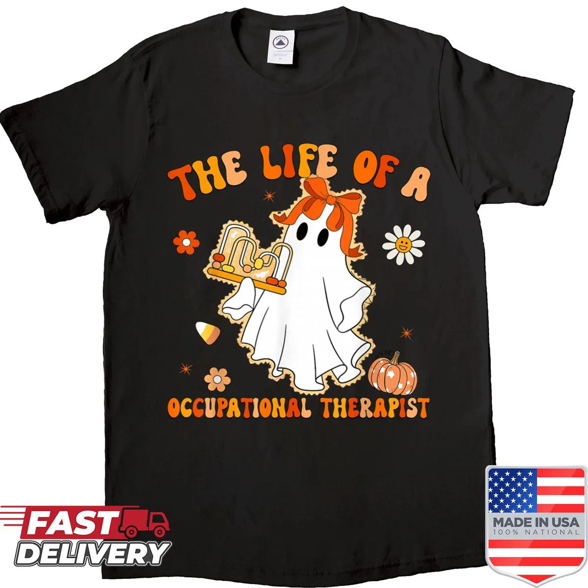 Halloween shirt with ghost and occupational therapist theme