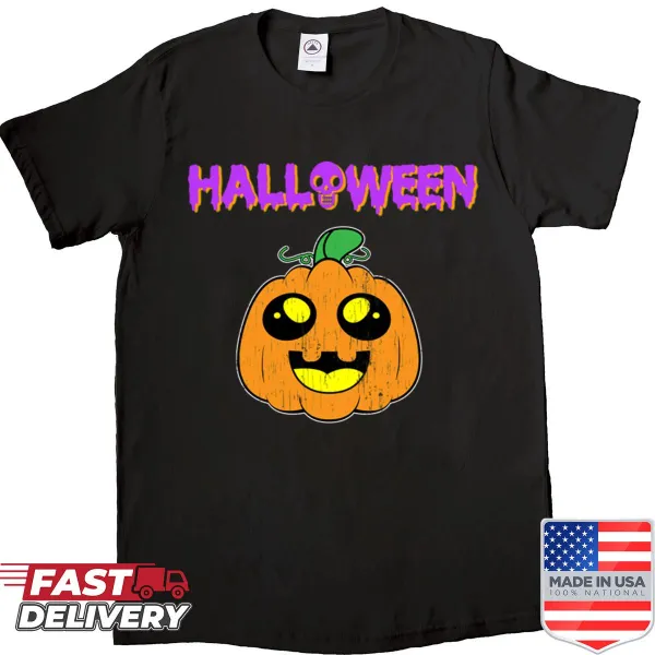 Shirt featuring a cute pumpkin design for Halloween.