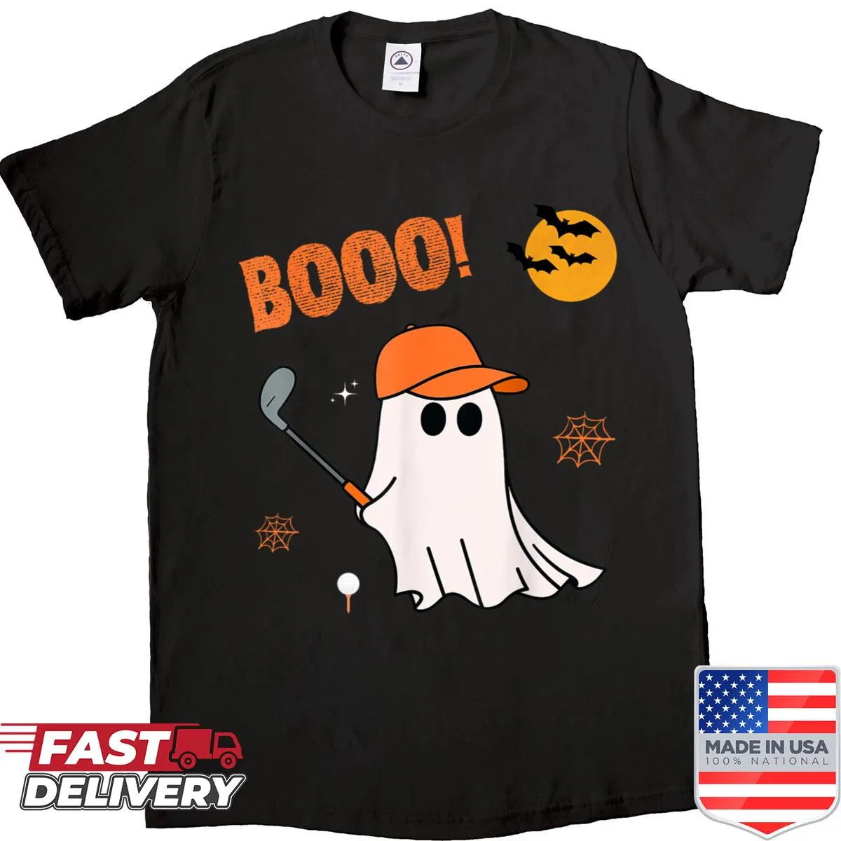 Vintage Halloween golf shirt featuring a humorous skeleton design.