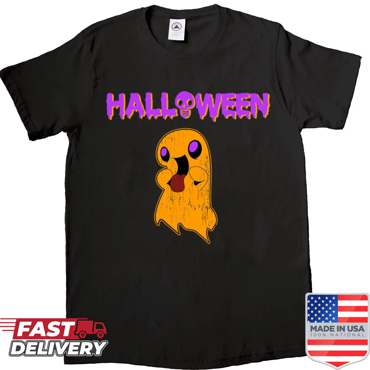 Cute Halloween shirt featuring an adorable ghost illustration