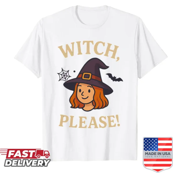 Halloween t-shirt with whimsical witch illustration