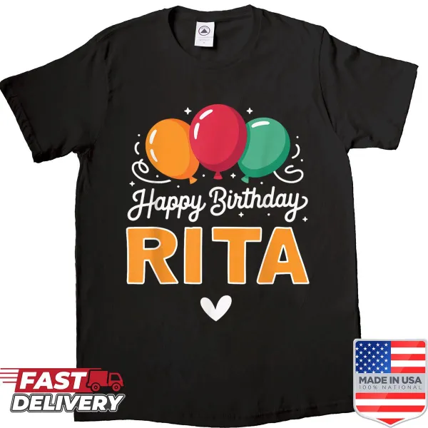 Happy Birthday saying shirt with cheerful typography for Rita