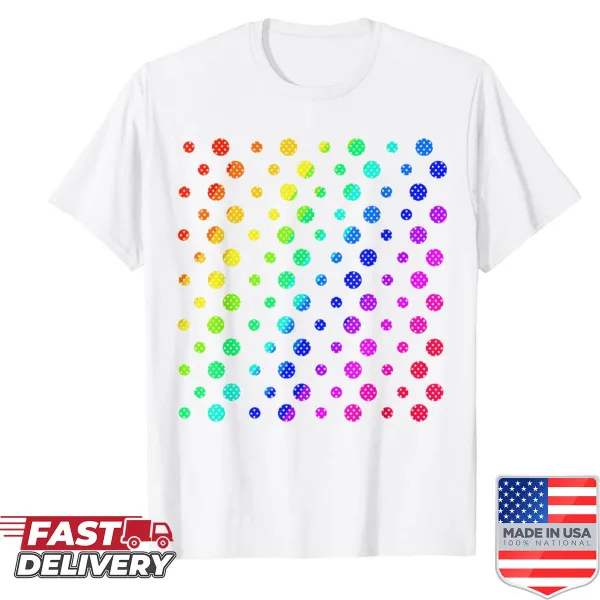 Colorful polka dots design on a Happy Dot Day shirt for kids