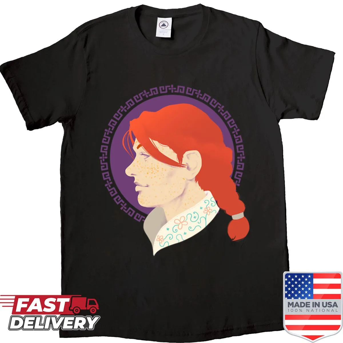 Vintage cameo design on a distressed t-shirt