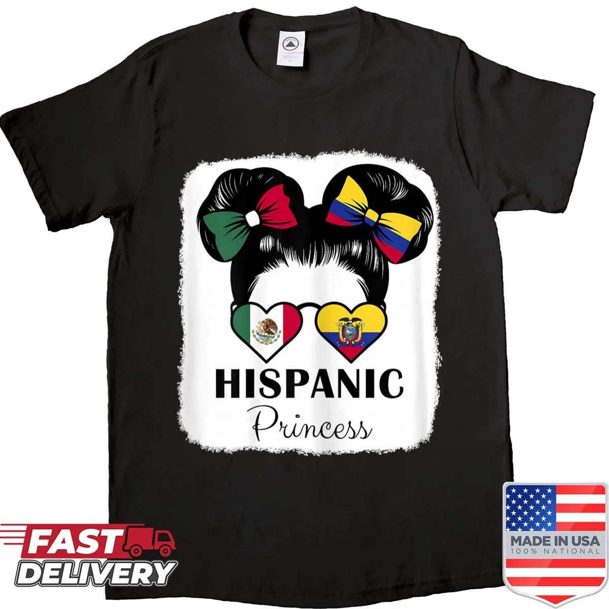 Shirt celebrating Hispanic heritage with 'Hispanic Princess' text.