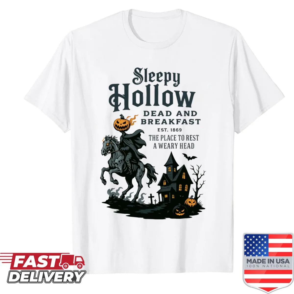 Vintage Halloween shirt featuring a headless horseman from Sleepy Hollow