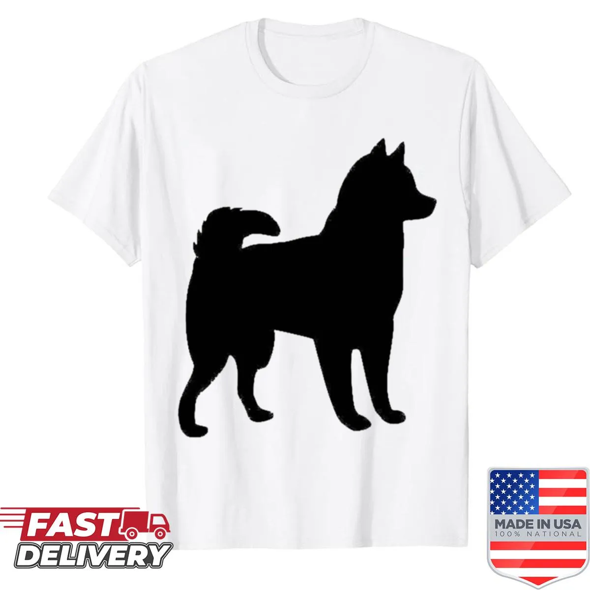 Elegant husky silhouette on a minimalist shirt
