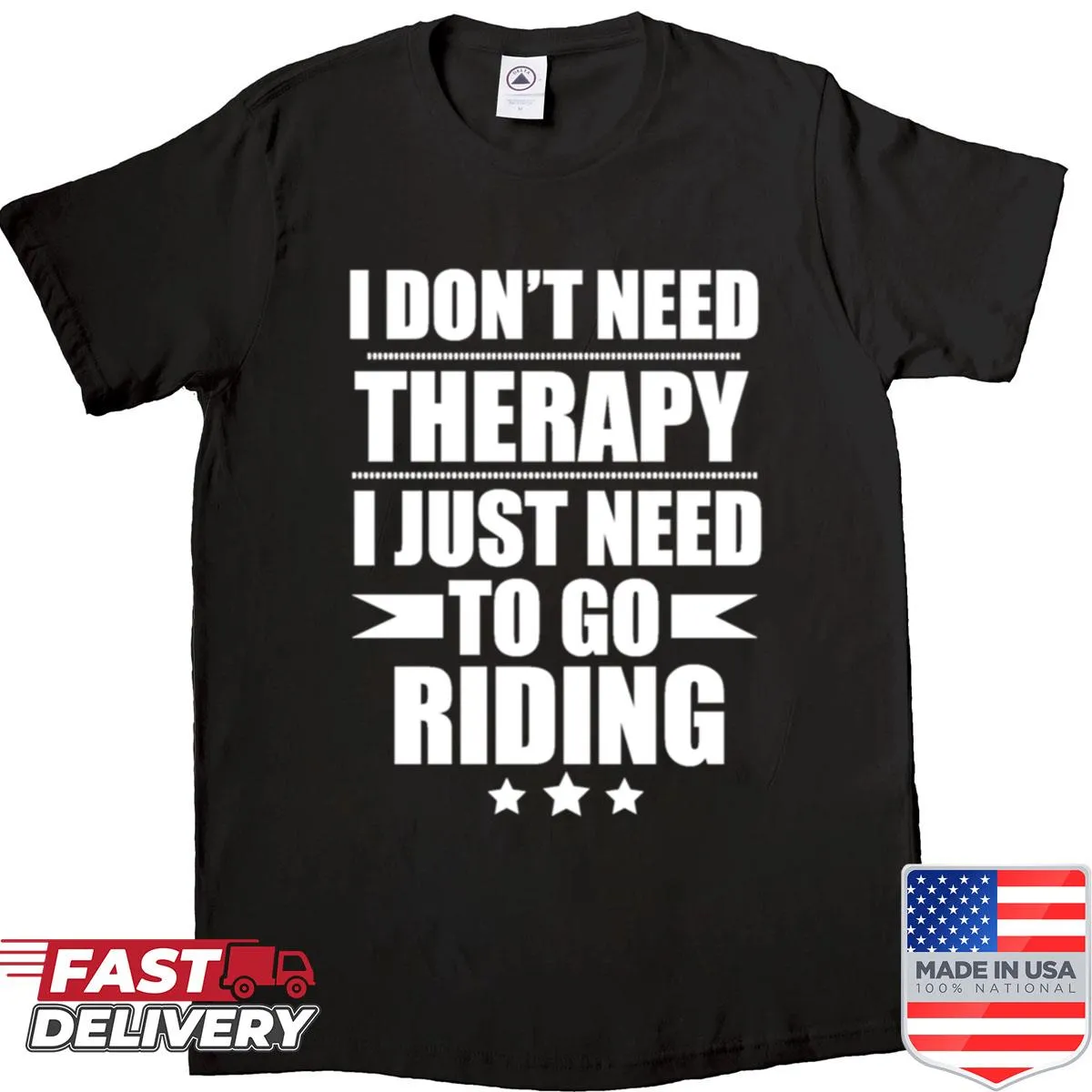 Riding-themed shirt promoting equestrian activities over therapy.