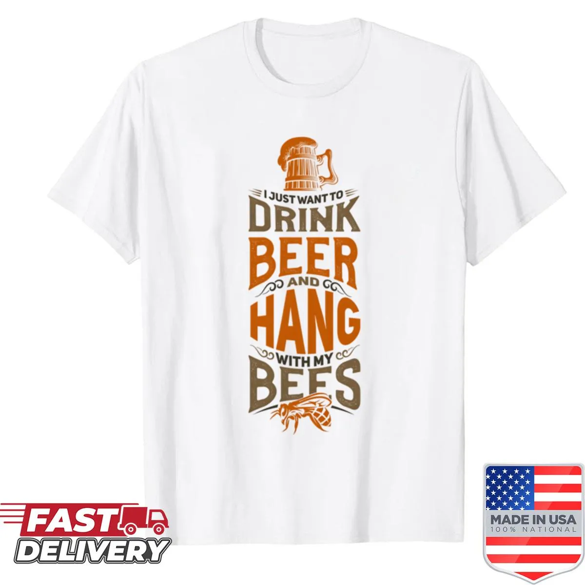 Fun t-shirt design featuring beer and bees theme