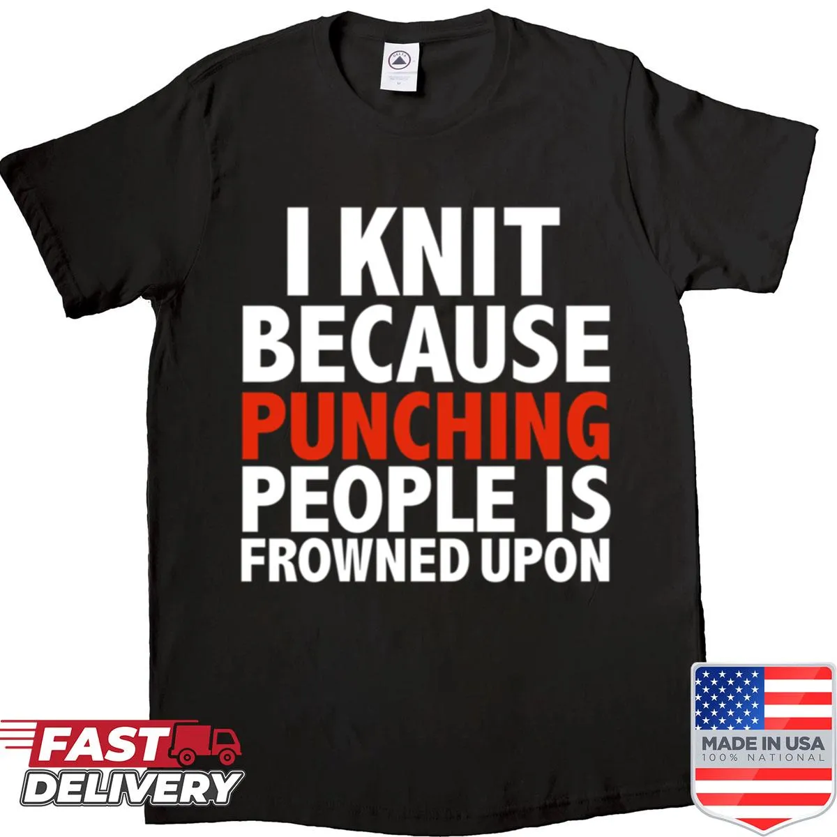 Funny knitting shirt with text about knitting and humor