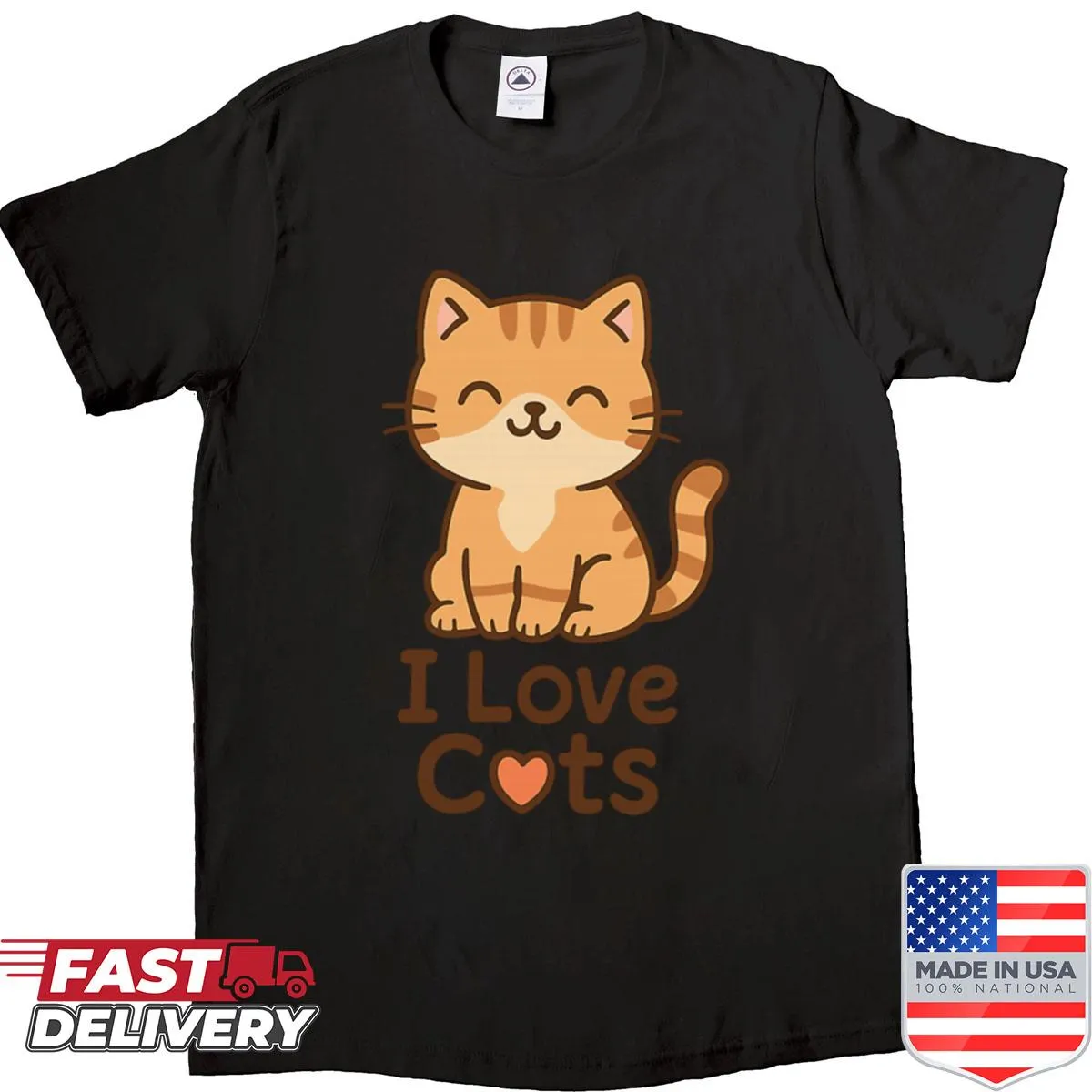 Kawaii style shirt with a smiling orange tabby cat