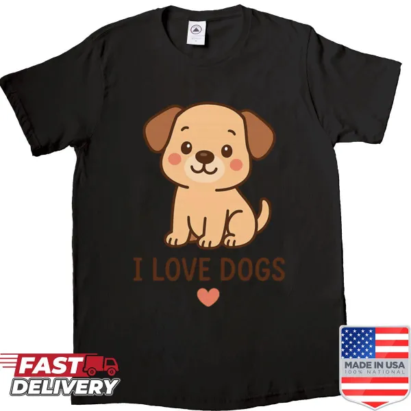 Cute cartoon puppy design on a shirt for dog lovers