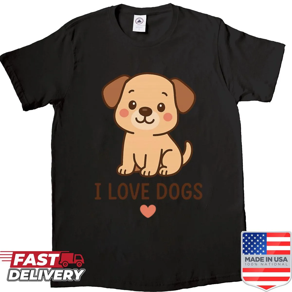 Cute cartoon puppy design on a shirt for dog lovers