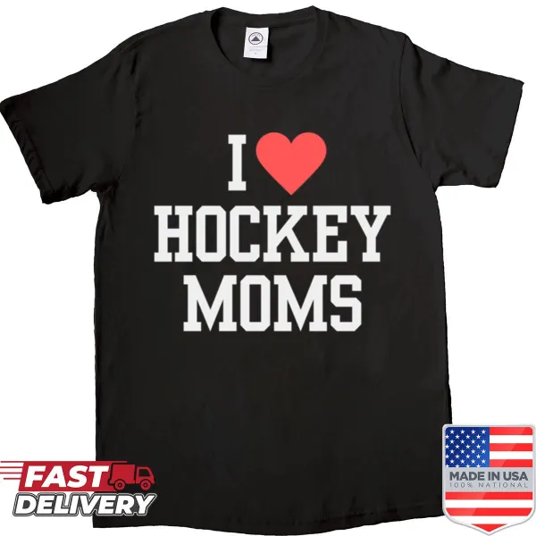 Red heart design shirt celebrating hockey moms