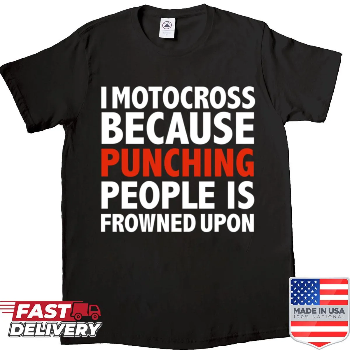 Humorous motocross shirt with a cheeky saying