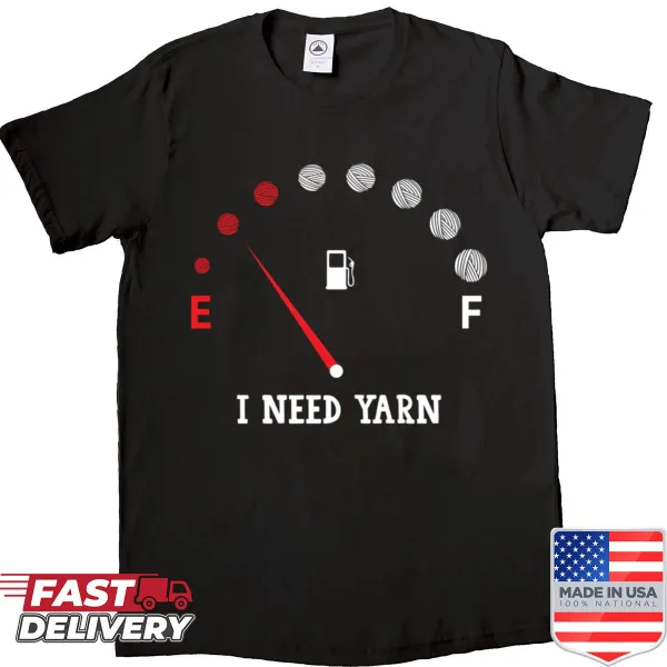 Playful typography expressing love for yarn on a T-shirt