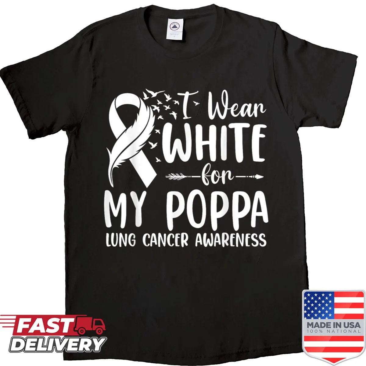 Awareness shirt in white for lung cancer support.
