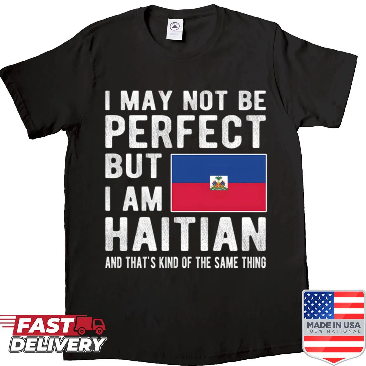 Haitian flag graphic t-shirt celebrating heritage