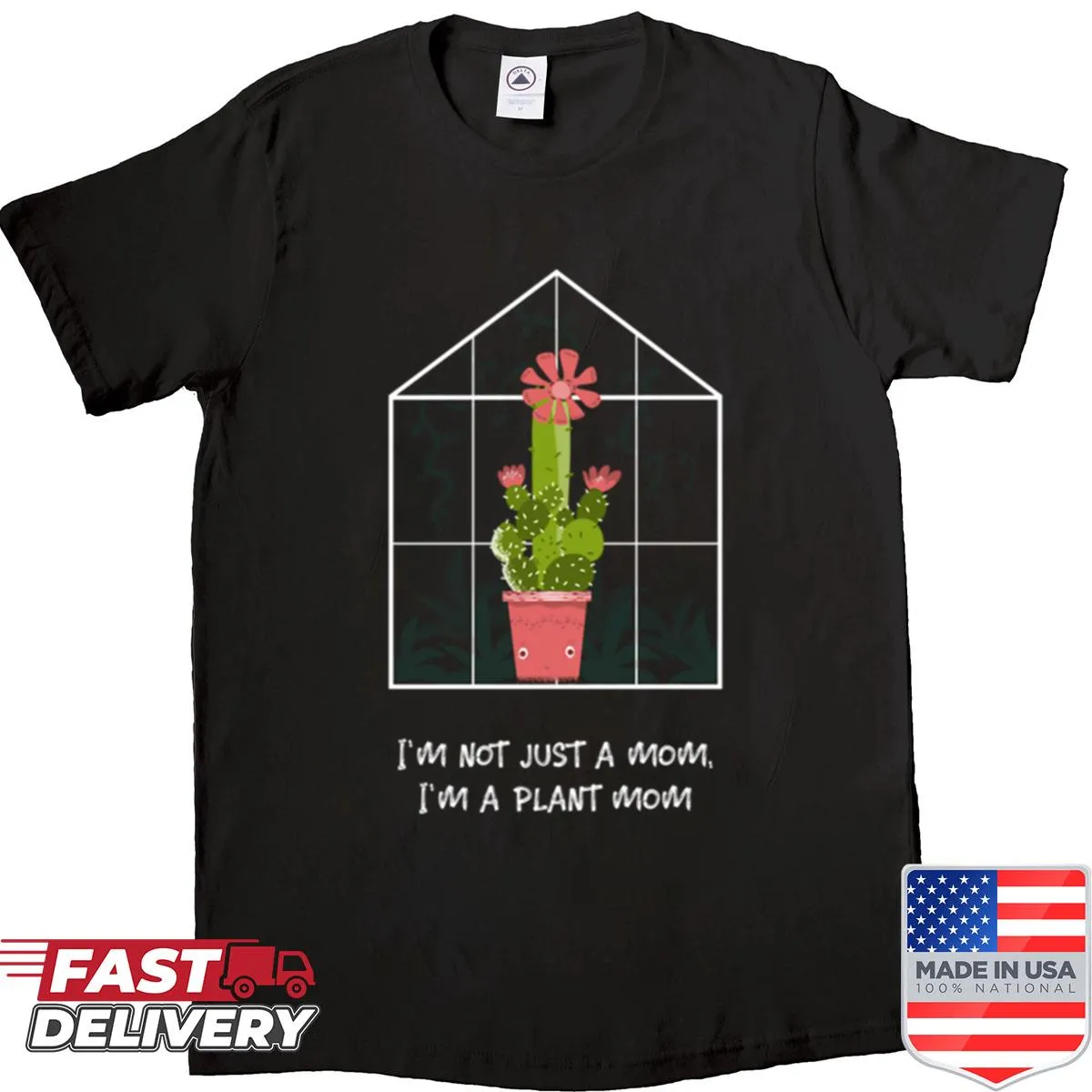 Wholesome shirt for plant enthusiasts featuring a 'plant mom' message.