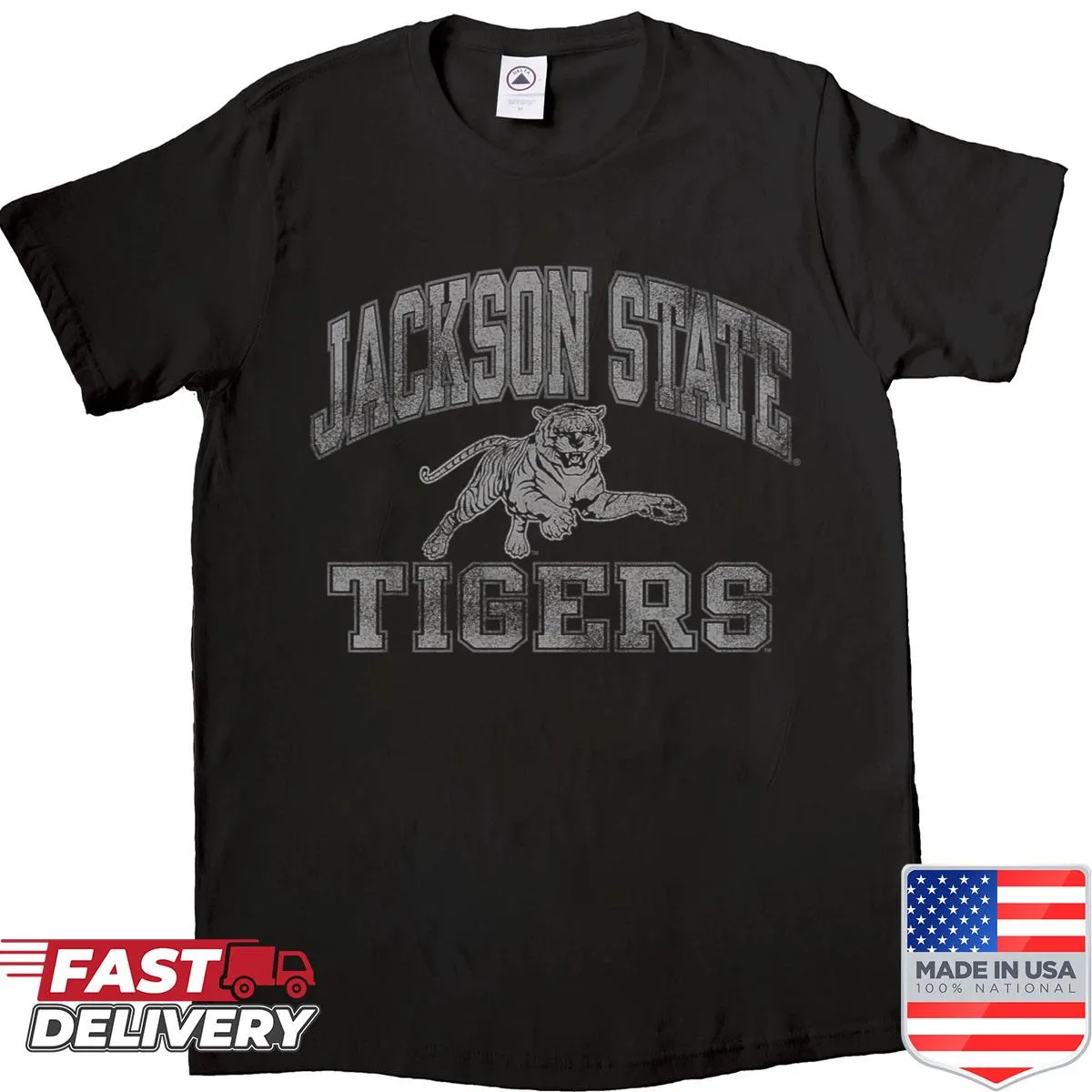 Vintage-style Jackson State Tigers shirt with logo