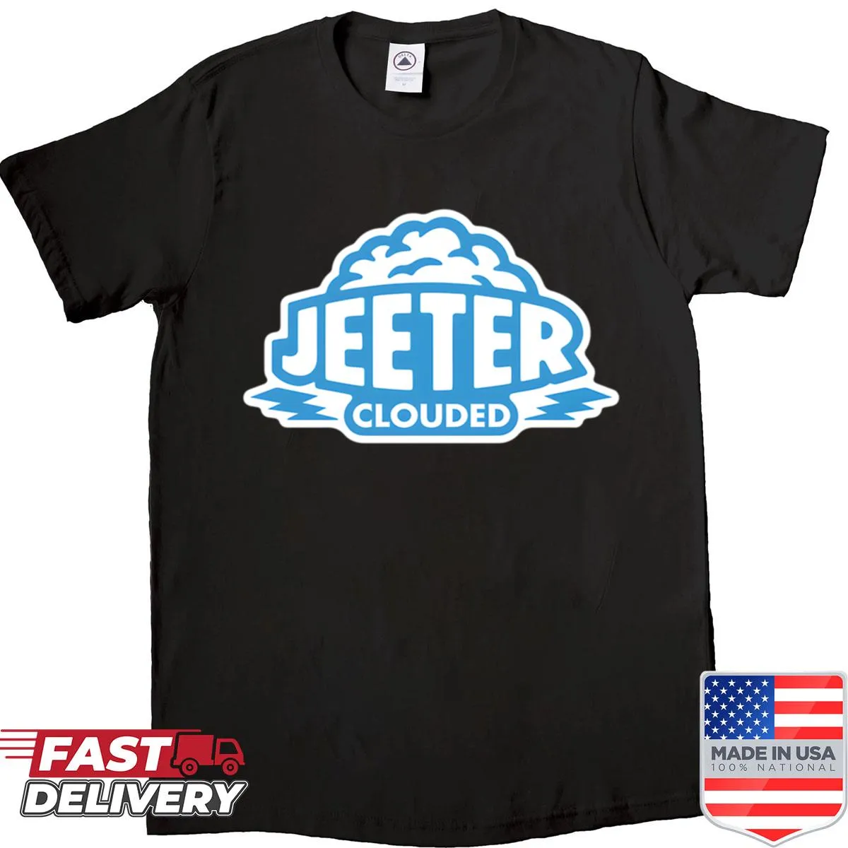 Whimsical cloud design shirt with cartoon style