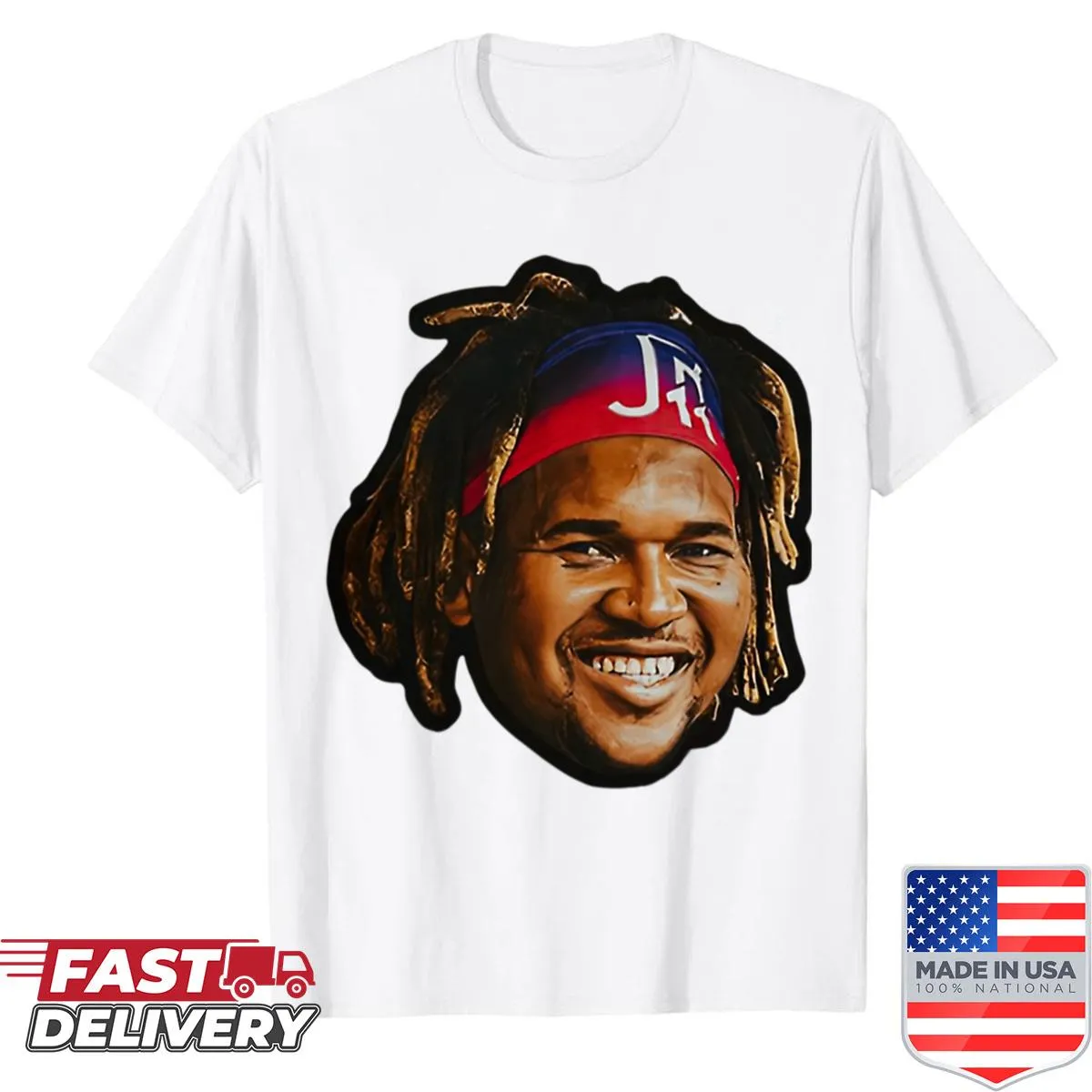 Stylized graphic of Jose Ramirez's face on a shirt