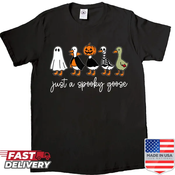 Funny Halloween shirt with a silly spooky goose graphic