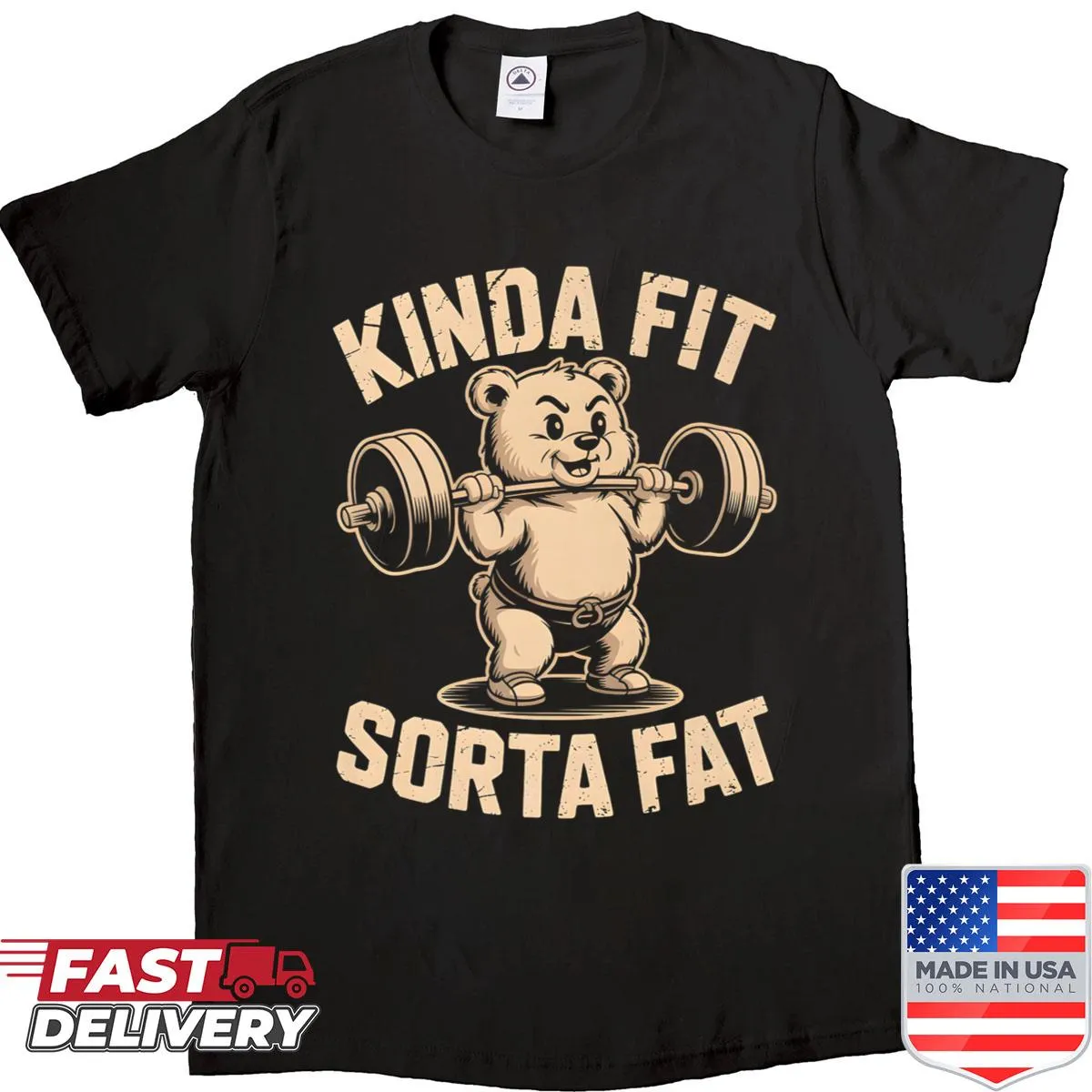 Funny bear weightlifter shirt with a cute cartoon design