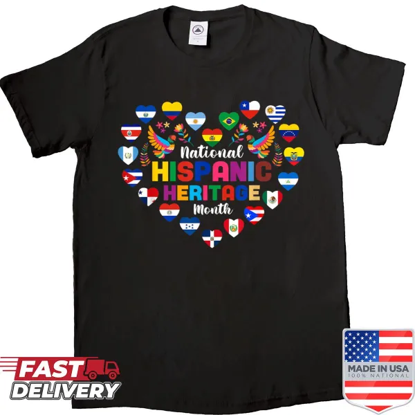 Shirt with Latin American flags for Hispanic Heritage Month