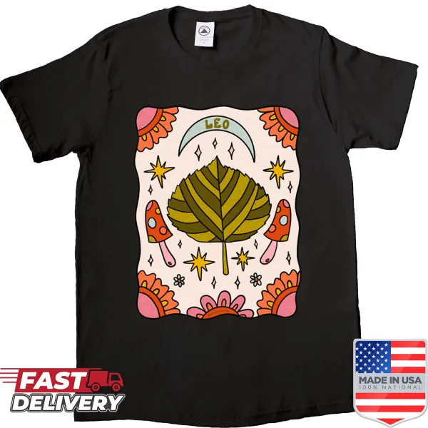 Minimalist Leo Leaf shirt with silhouette design