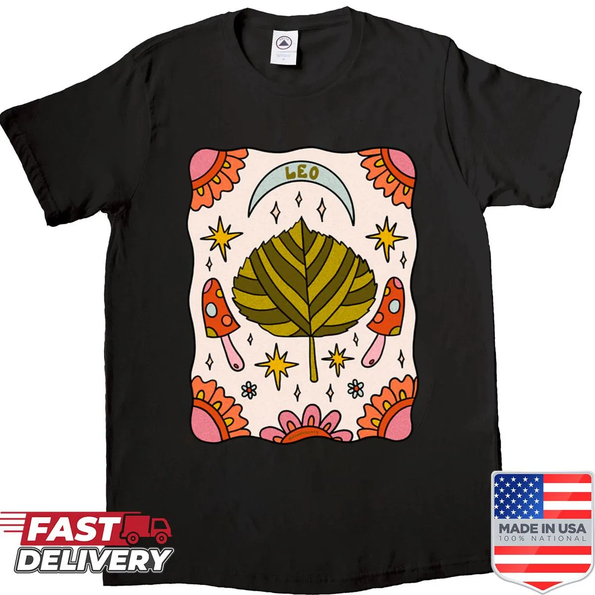Minimalist Leo Leaf shirt with silhouette design