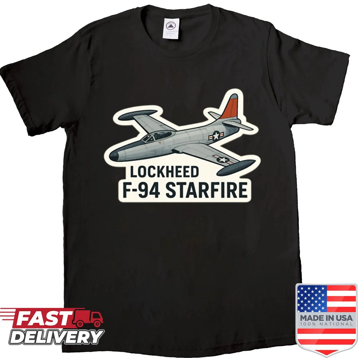 Lockheed F-94 Starfire jet fighter graphic shirt