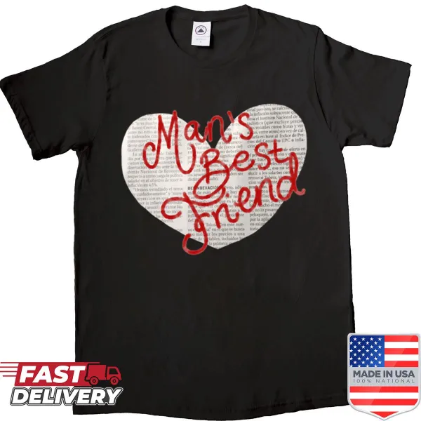 Cute shirt featuring 'Man Friend' text with a paper heart graphic