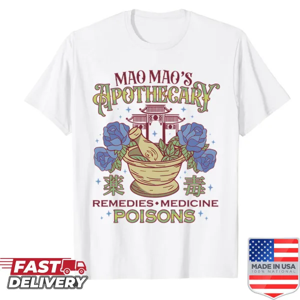 Whimsical apothecary-themed graphic shirt