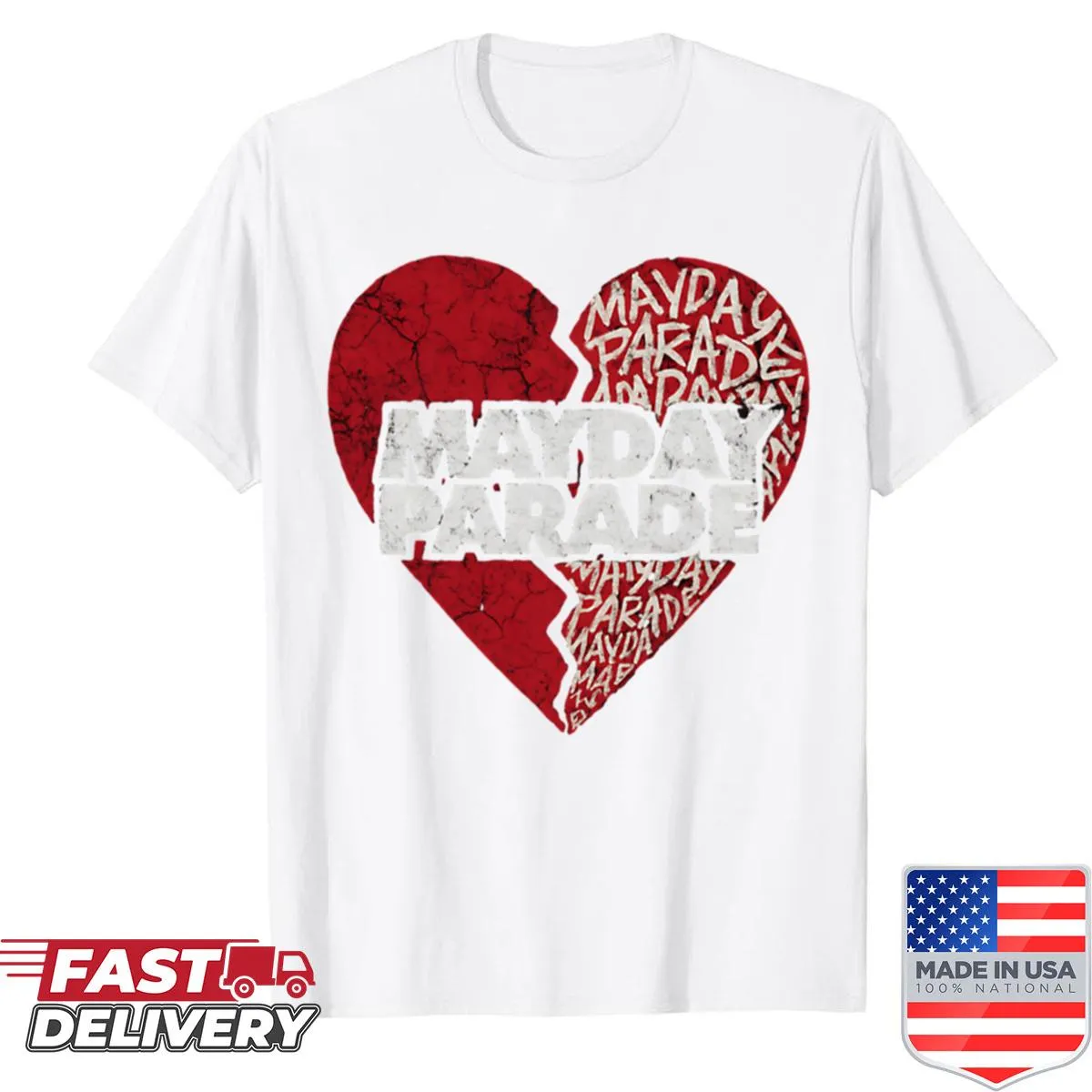 Cute May Day Parade heart graphic on shirt