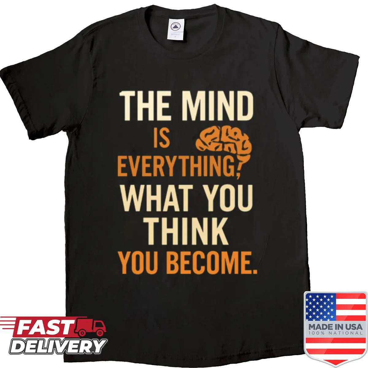 Inspirational 'Mind Over Matter' quote shirt in hand-lettered design