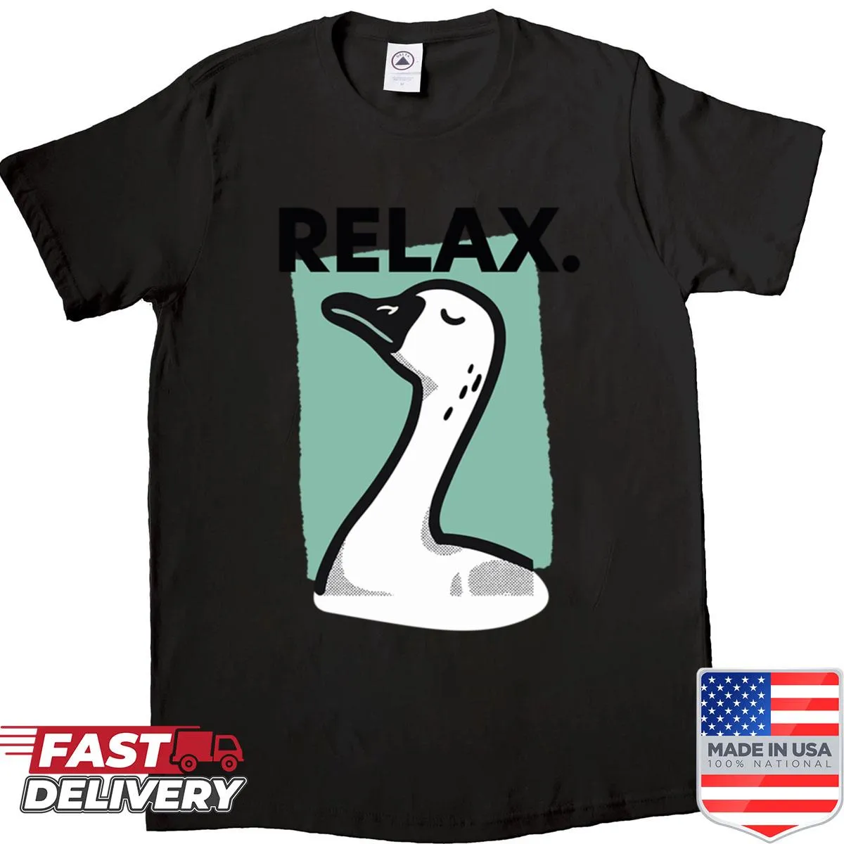 Minimalist shirt featuring a serene goose illustration.