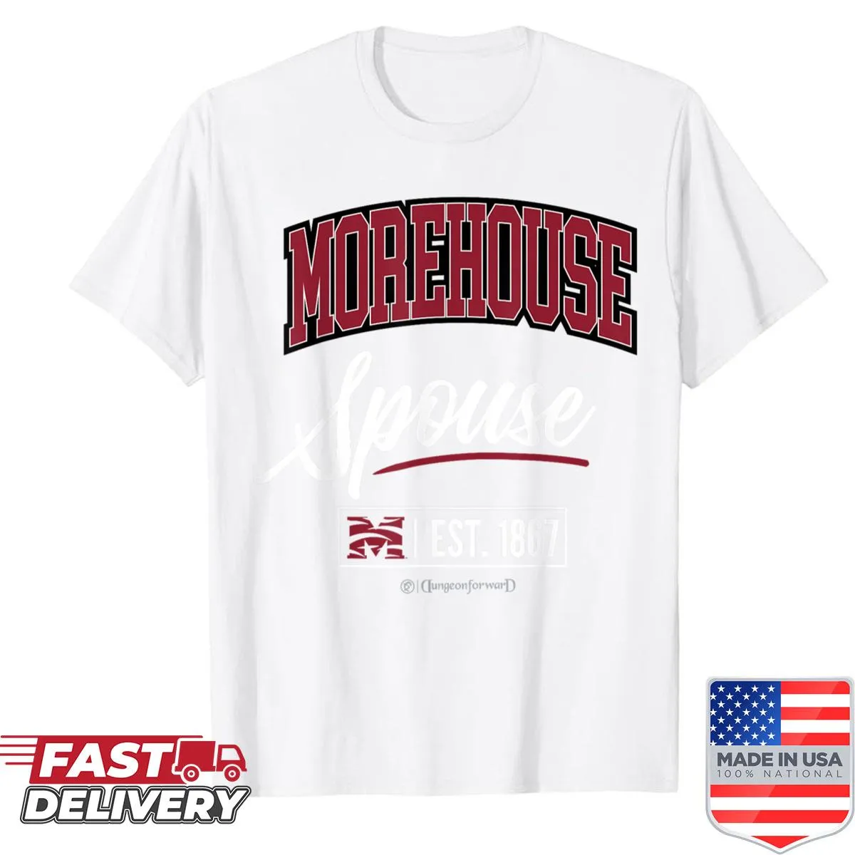 Morehouse College HBCU spouse shirt featuring the college emblem
