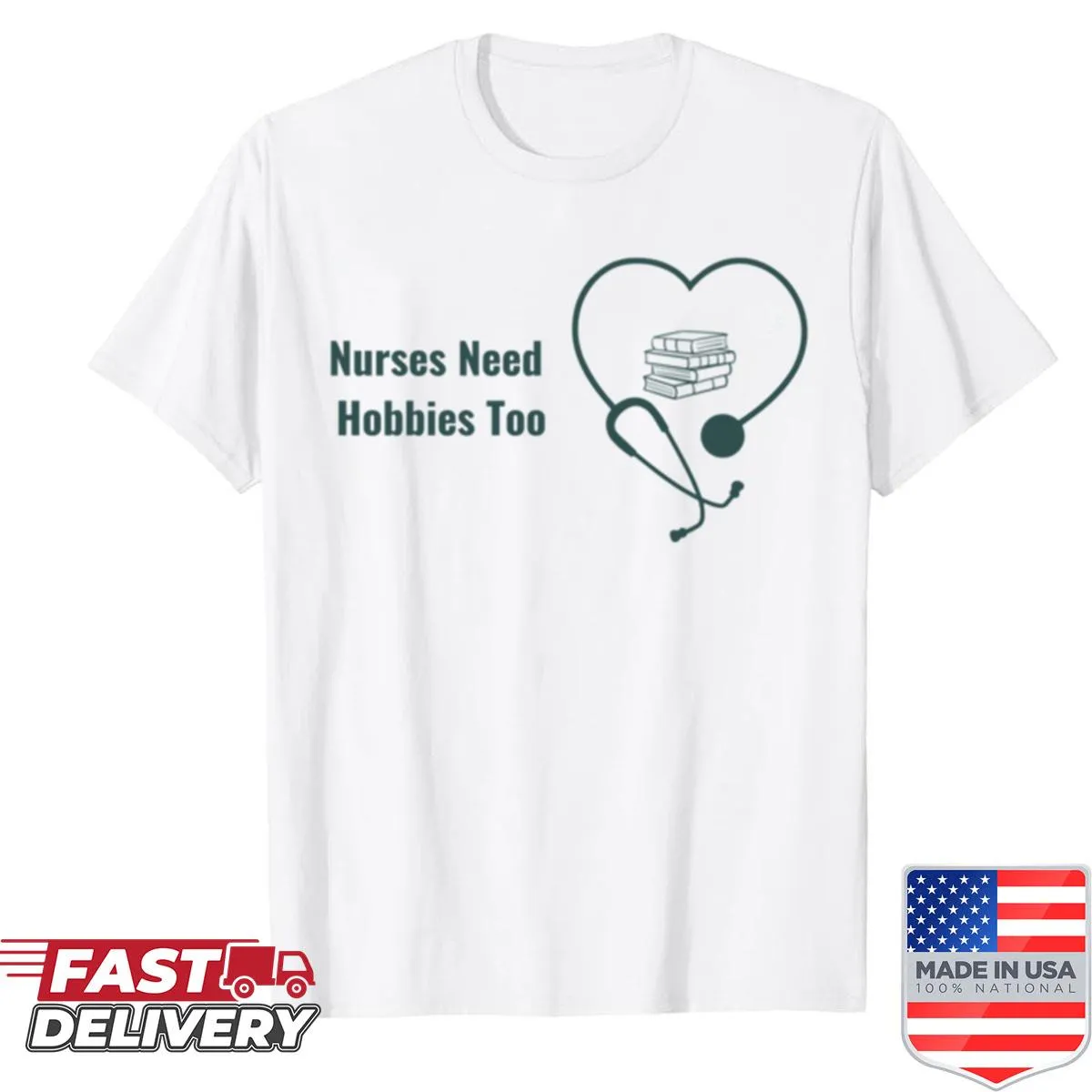 T-shirt with stethoscope and book design for nurses