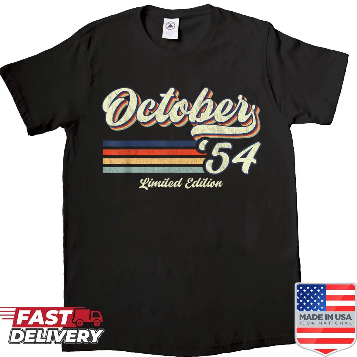 Vintage 71st birthday shirt with October 1954 limited edition design