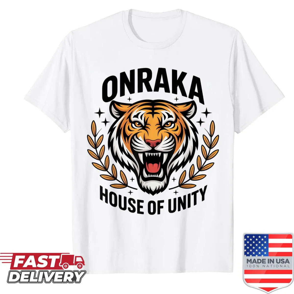 Typographic design of Onraka House House of Unity on a shirt