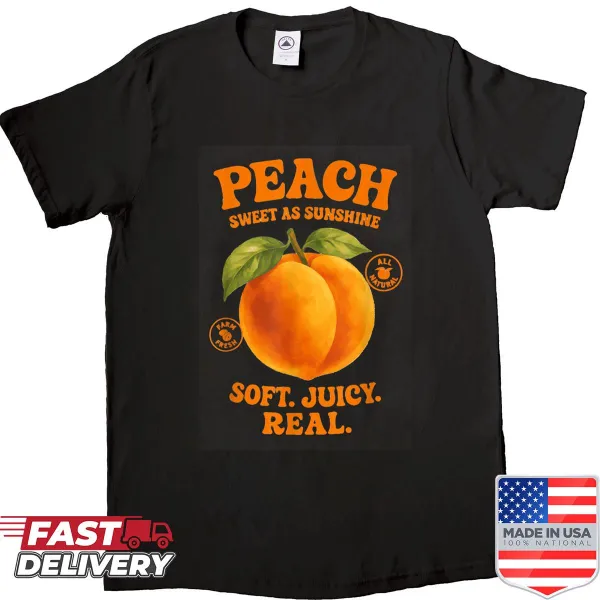 Vintage peach illustration shirt with farmer theme