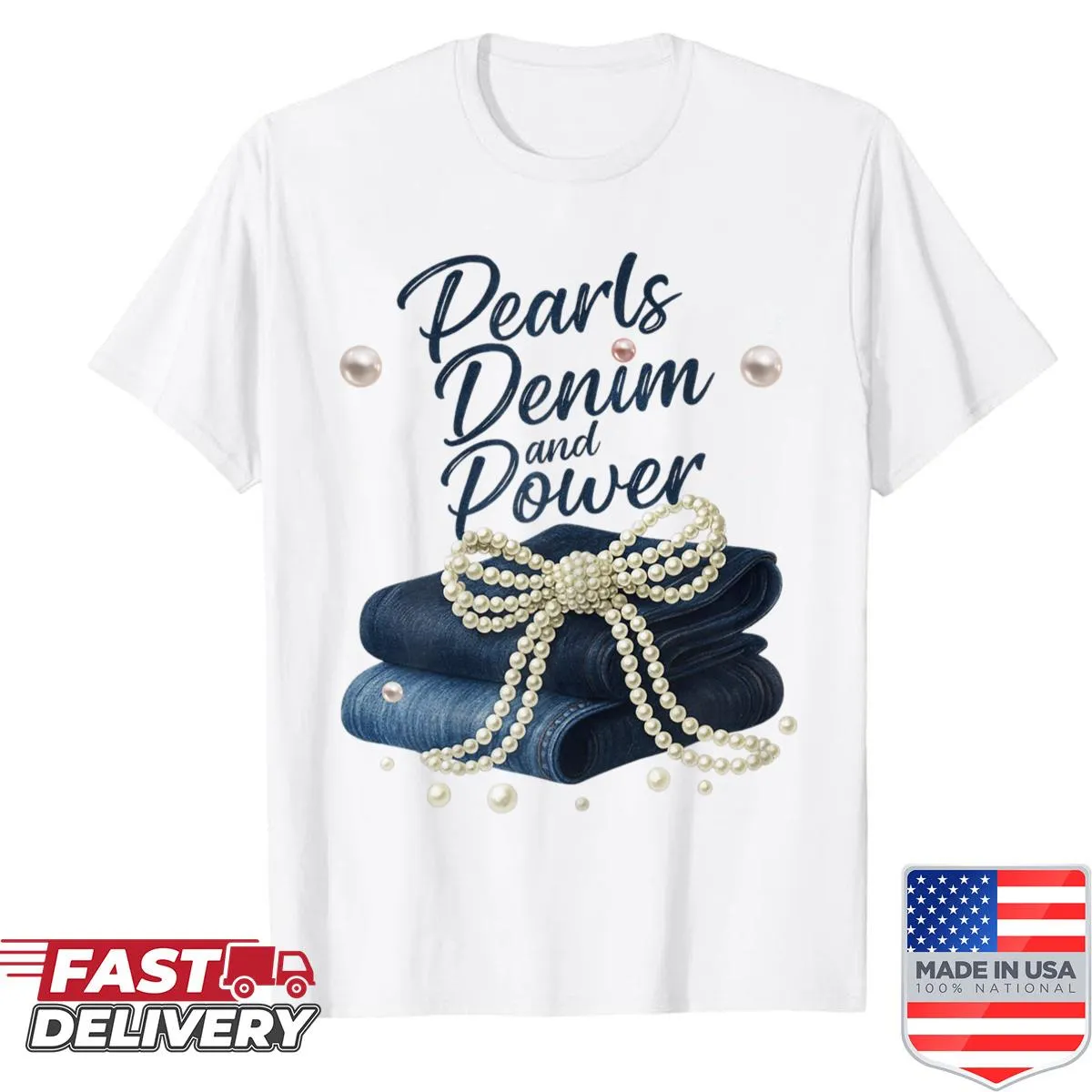 Chic shirt featuring pearls and denim elements in a coquette design