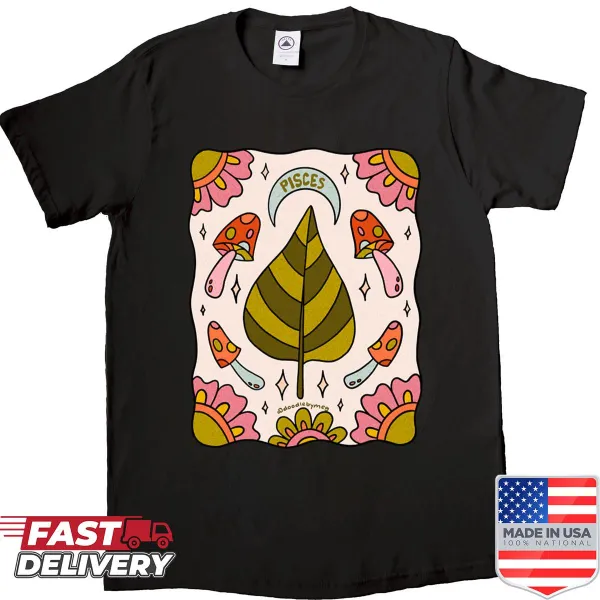 Pisces leaf graphic t-shirt