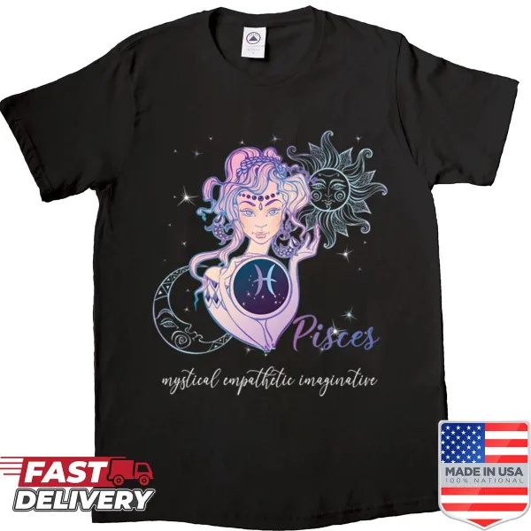 Pisces symbol design on astrology-themed shirt
