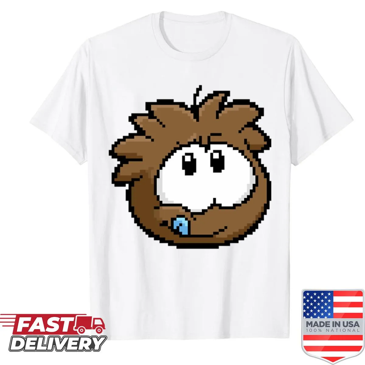 Pixel art brown puffle gaming shirt design