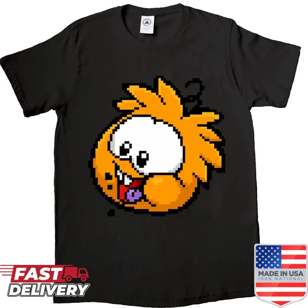 Pixel art orange puffle graphic t-shirt